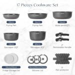 Alajivo Detachable-handle cookware set – 17 Pieces – Grey - Image 2