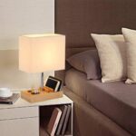 Bedside lamp with charging dock – Linen Shade - Image 6