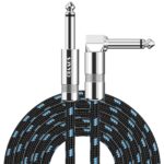 Sovvid Professional Guitar Cable 1.8M/6FT, Braided Guitar Lead Instrument Cables 6.35mm 1/4 Inch Jack Cord for Electric Guitar – Black Blue