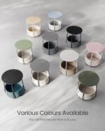 VASAGLE Round side table with fabric basket – VASAGLE LET223W10 – 45 x 50 cm – Matte White + Camel Brown - Image 7