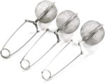 MEANTOBE 3 Pack Mesh Snap Ball Tea Strainer with Handle for Loose Leaf Tea and Mulling Spices Stainless Steel Tea Infuser Tea Filter – Silver