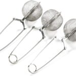 MEANTOBE 3 Pack Mesh Snap Ball Tea Strainer with Handle for Loose Leaf Tea and Mulling Spices Stainless Steel Tea Infuser Tea Filter – Silver