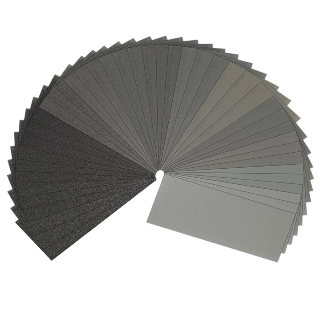 STEBRUAM 42 Sheets Wet and Dry Sandpaper, 120–3000 Grit – 9 x 3.6 Inch – Assorted