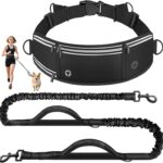 Hands-free waist dog running lead – 160-220cm – Black