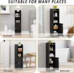 Narrow bathroom floor cabinet – 7.87" W x 7.87" D x 31.5" H – Black - Image 8