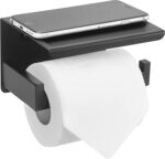 HITSLAM Wall toilet-roll holder with shelf – Matte Black + 0 Hooks - Image 8