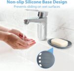 Alyvisun Silicone Soap Dishes, 2pcs Soap Dish with Drainage – Grey, White - Image 4