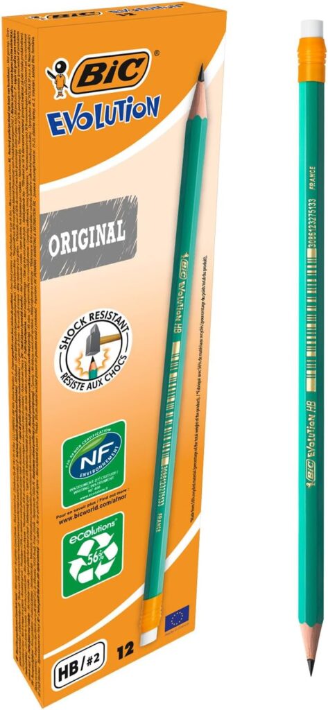 BIC EVOLUTION BIC Ecolutions Evolution 655 HB Pencils with Eraser, 12-pack – Green