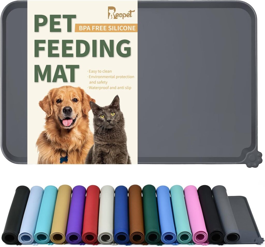 Reopet Raised-edge silicone pet feeding mat – Grey