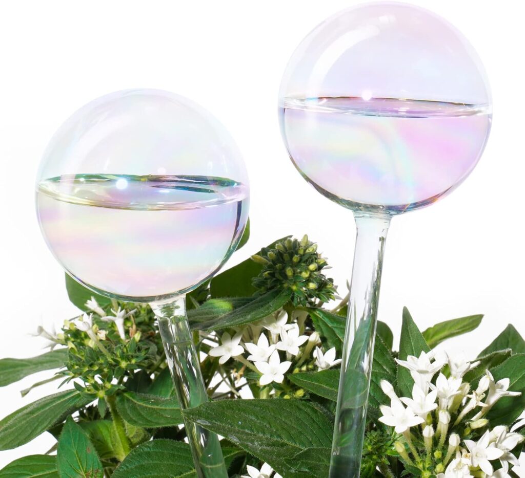 Glass self-watering globes – Iridescent 2-pack – 2-pack