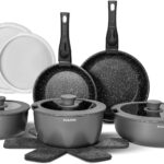 Alajivo Detachable-handle cookware set – 17 Pieces – Grey
