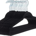 Amazon Basics Slim Velvet Non-Slip Suit Hangers 30 pack Black/Silver