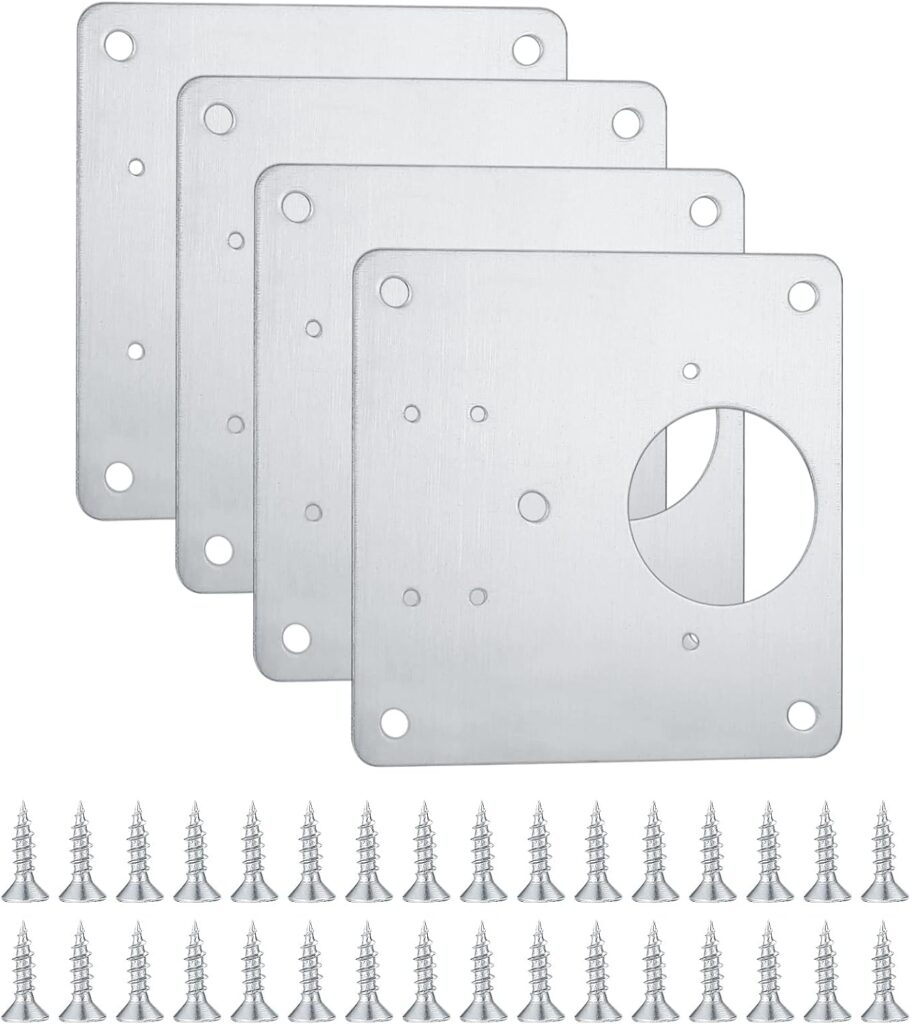 XiangJunly Cabinet hinge repair plates – Silver-4 – 4-pack