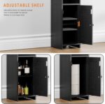 Narrow bathroom floor cabinet – 7.87" W x 7.87" D x 31.5" H – Black - Image 7