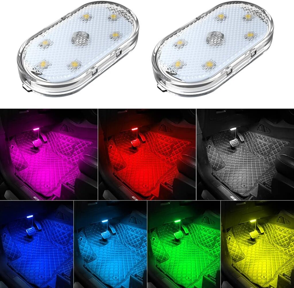 Zosppei Rechargeable car dome reading lights – 2PCS 7 Colored Lights