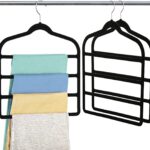 Multi-tier velvet trouser hangers – One Size – Black – 3-pack