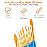 Amazon Basics Paint Brush Set, PBT Paint Brushes with Wood Handle – 6.9 to 7.7 inch – Blue - Image 4