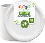 Disposable bagasse dinner plates – Large 10 inch (25 cm) – White