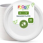 Disposable bagasse dinner plates – Large 10 inch (25 cm) – White