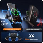 Auckly Wireless Car Charger, [Electromagnetic Sense] Qi 15W Fast in Car Wireless Charger Automatic Sensor Phone Holder – Black - Image 2