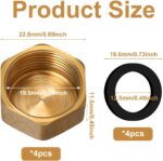 TuseRxln Threaded plumbing blanking caps – 22.8 x 11.5mm/0.9" x 0.45" – 4-pack - Image 2