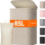 Lifewit Lidded fabric laundry hamper – 85L – Beige