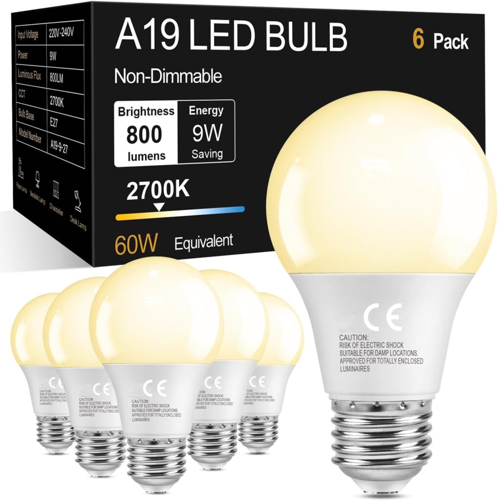 phopollo E27 screw LED light bulbs – Warm White – 6-pack