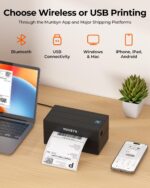 MUNBYN Four-inch thermal shipping-label printer – Bluetooth Label Printer – Black - Image 3