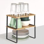 Stackable cupboard shelf risers – Black + Natural - Image 4