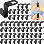 Cascading clothes-hanger connector hooks – One Size – Black – 60-pack
