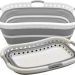 Aspect Collapsible rigid laundry basket – 68 Litres – White,grey