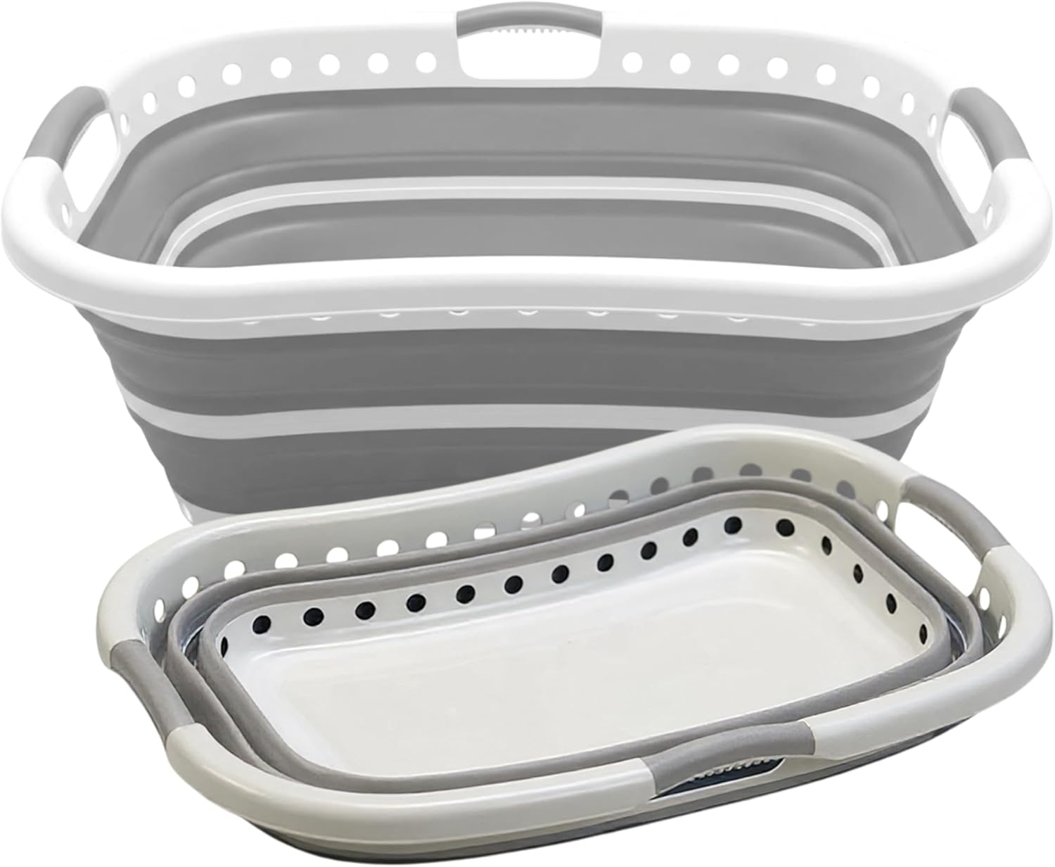 Aspect Collapsible rigid laundry basket – 68 Litres, White,grey Aspect Collapsible rigid laundry basket – 68 Litres – White,grey - Image 1