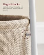 VASAGLE Round side table with fabric basket – VASAGLE LET223W10 – 45 x 50 cm – Matte White + Camel Brown - Image 8