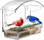 BPYOT Window Bird Feeders with 4 Strong Suction Cups and Detachable Seed Tray for Small Birds only – Clear – 6.8 kg