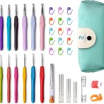 RealPlus Crochet Hooks Set, 12 Pcs Full Size Crochet Hook – B(2mm) to N(8mm) – Blue