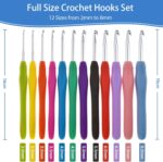 RealPlus Crochet Hooks Set, 12 Pcs Full Size Crochet Hook – B(2mm) to N(8mm) – Blue - Image 2