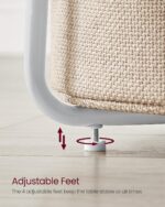 VASAGLE Round side table with fabric basket – VASAGLE LET223W10 – 45 x 50 cm – Matte White + Camel Brown - Image 9