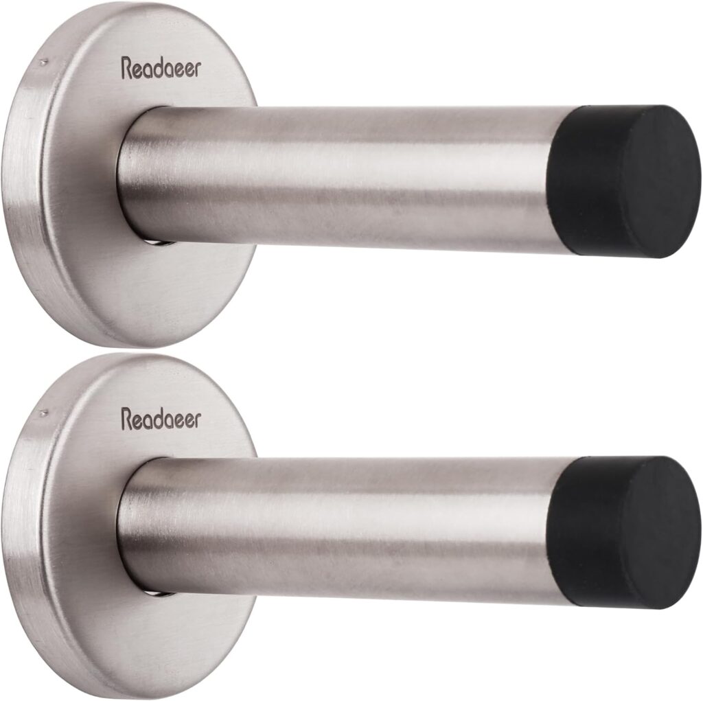 READAEER Wall-mounted rubber-buffer door stop – Silver