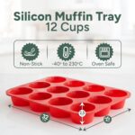 Zuvo Twelve-cavity silicone muffin tray – ['Large (Single)'] – Red – 12 cups - Image 2