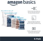 Amazon Basics Vacuum Compression Zipper Storage Bags with Airtight Valve and Hand Pump, Jumbo, 6-Pack, Clear – 6x Jumbo (100 x 76 cm) - Image 2