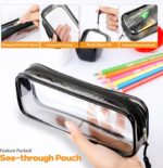 Transparent exam pencil case – 22x4x9 Cm – Black – 0.79 litres - Image 3