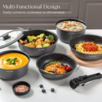 Alajivo Detachable-handle cookware set – 17 Pieces – Grey - Image 7