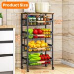 Rolling vegetable basket trolley – 43x86cm – Black - Image 5