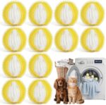 Litigers Reusable laundry lint-catcher balls – Yellow and White – 12-pack