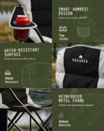 Voyager Folding camping chairs – Padded – Black - Image 6