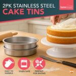 Fixed-base round sandwich cake tins – 8 inches – Silver - Image 3