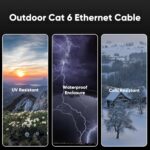 VOIETOLT Outdoor Cat 6 Ethernet Cable 50m, Water Resistant Direct Burial LLDPE UV Jacket – Black - Image 2