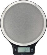 Amazon Basics Digital kitchen scales with LCD display (with batteries), Black and Stainless Steel, BPA free, Weighs up to 11 pounds