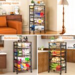 Rolling vegetable basket trolley – 43x86cm – Black - Image 6