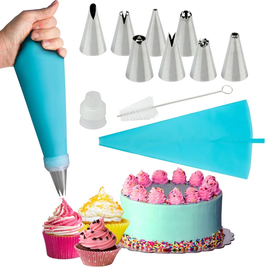 Zikrange ltd Reusable icing piping bag and nozzle kit – Blue